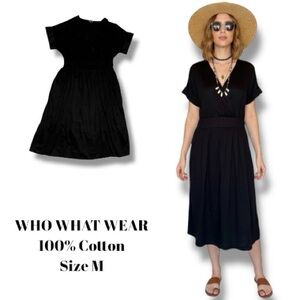 Who What Wear Dress Black 100 Cotton Midi Chic ScandiGirlArchitectural Size M